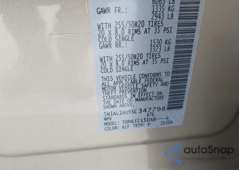 2025 Infiniti Qx60 Autograph Awd z USA, uszkodzony, nr VIN 5N1AL1HU9SC347798